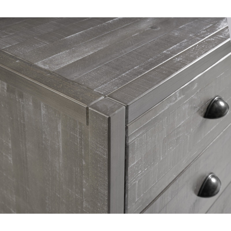 Commode double en bois massif à 6 tiroirs Arranda, Gris granite