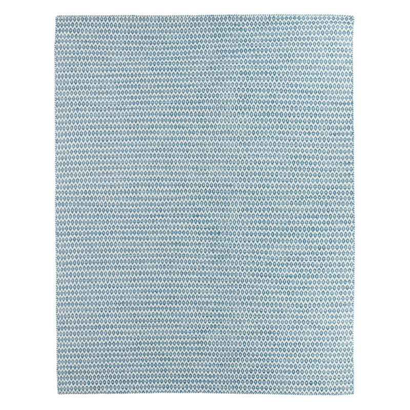 Littlefield Handwoven Wool Geometric Blue Area Rug, Rectangle 2' x 3'