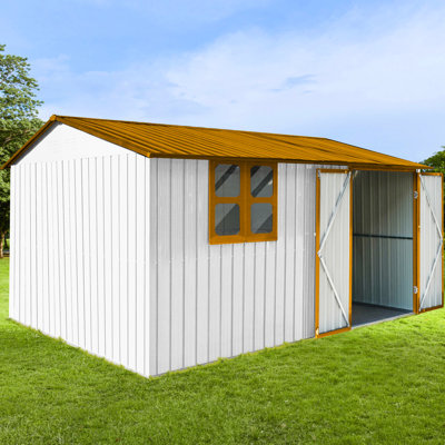 Metal Garden Storage 10Ftx12ft Shed - Waterproof, Lockable Door, Window & Vent Feature Outdoor , Waterproof With Door Air