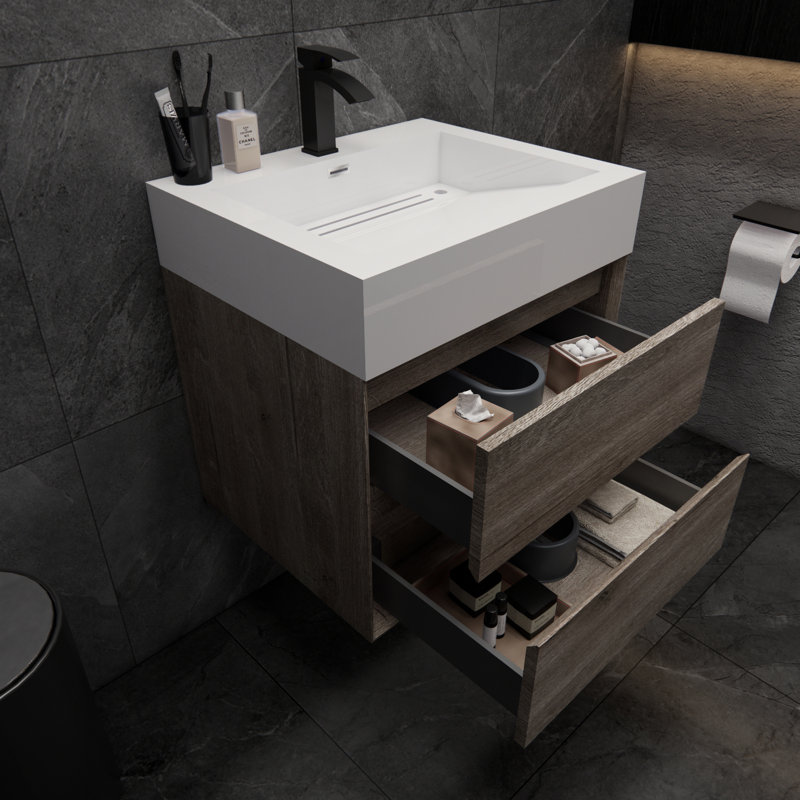 Meuble-lavabo simple 24 po Albizu, Gris