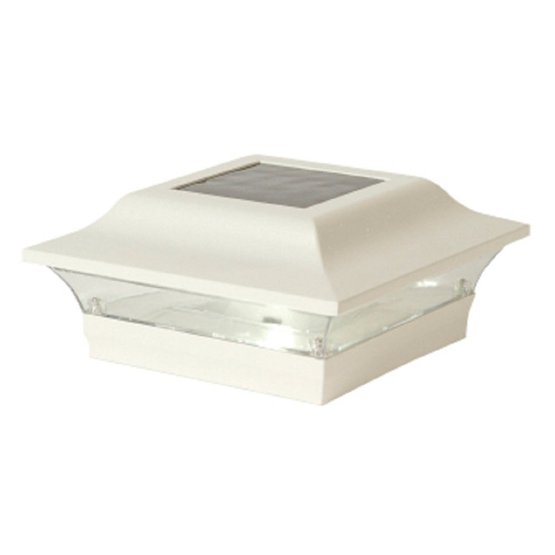 Imperial Solar Powered Integrated LED Aluminium 4 in. x 4 in. Fence Post Cap Light with Base Adapter Included, Black