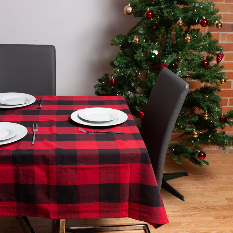 Krueger Checkered 100% Cotton Square Tablecloth