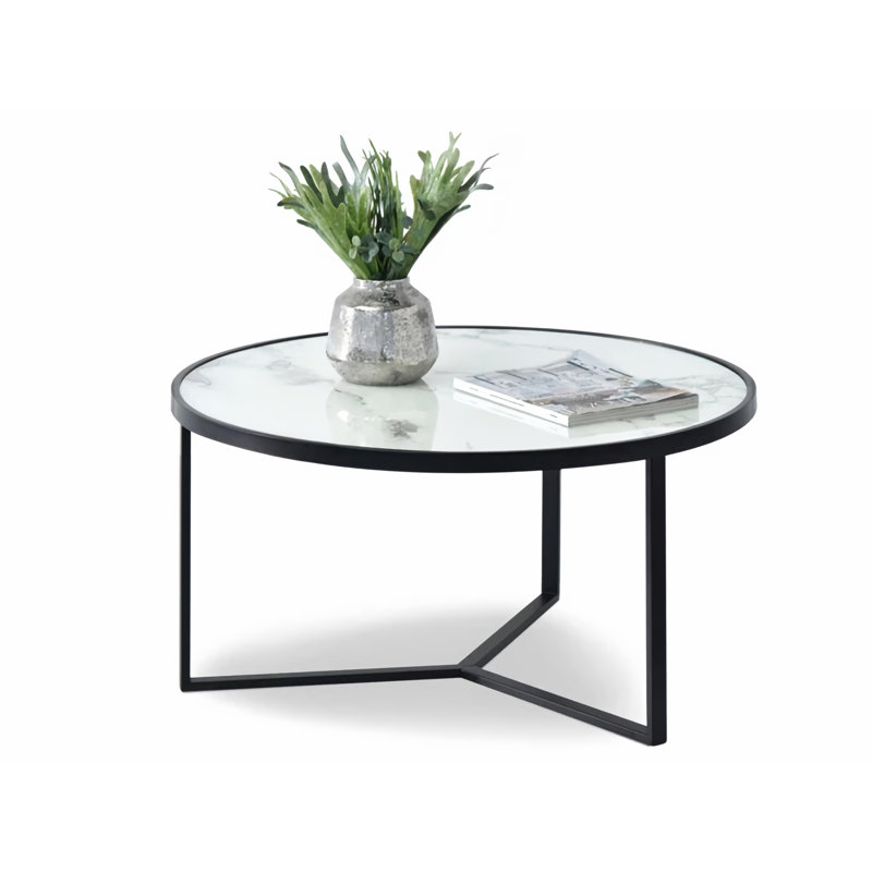 Adama Abstract Coffee Table, White marble black