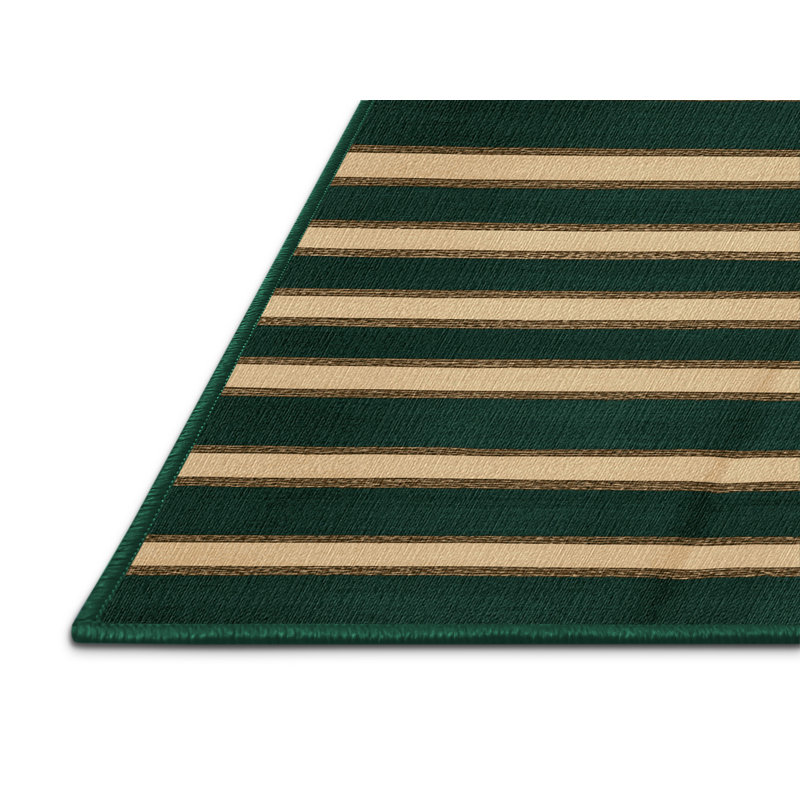Washable Pine Cream Striped Area Rug, Rectangle 7' x 10'