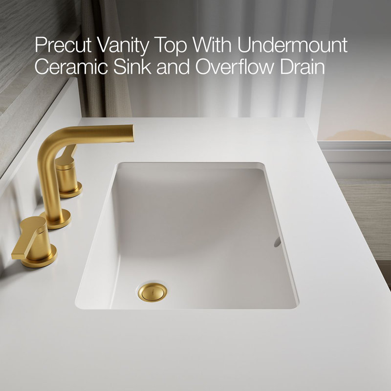 Charlemont 30 In. Bathroom Vanity Cabinet With Sink And Quartz Top, 30", Brushed Brass, Dark Warm Gray