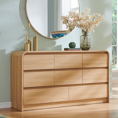 Maud Modern 8 Drawers Dresser for Bedroom, 55" Wide Dressers & Chest of Drawers w/Curved Profile Design