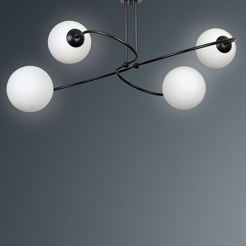 Faro Glass Semi Flush Mount, Black