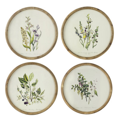 S/4 D19.5" Flora Print Round Frame