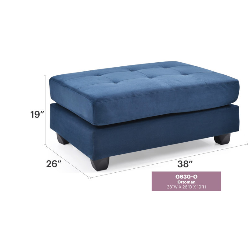 Repose-pieds élégant bleu marine contemporain, Microfibre / microsuède - bleu marine