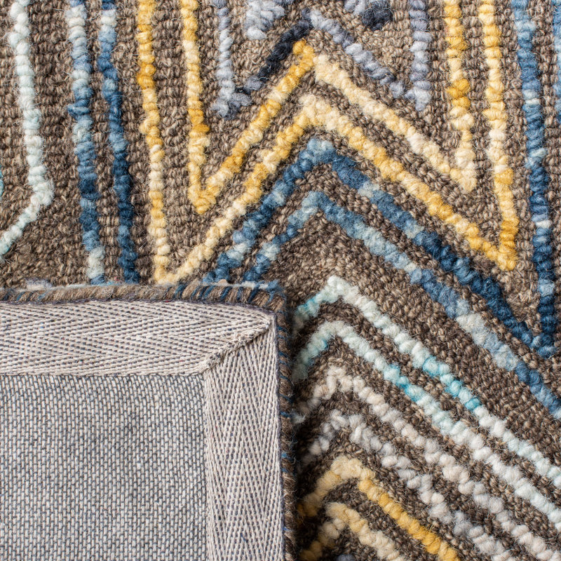 Brashear Hand Tufted Wool And Cotton Geometric Rug, Rectangle 8' x 10'