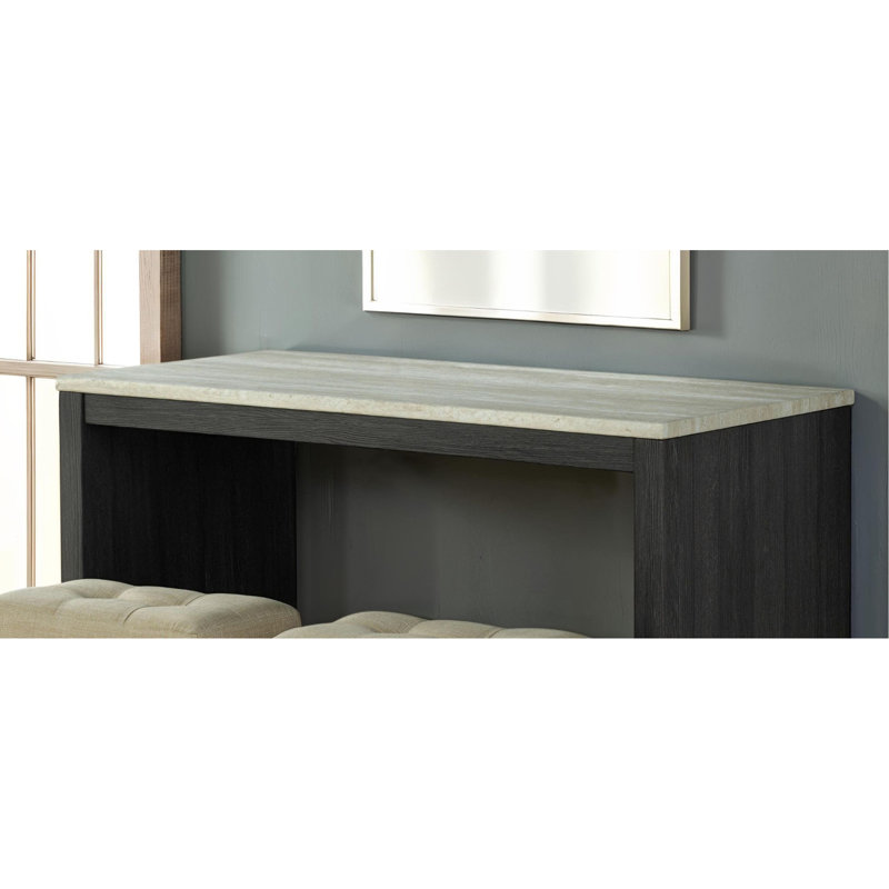 Ensemble de table de salle à manger bicolore à 2 tons avec tabourets et coussins de siège capitonnés beige 3 pièces