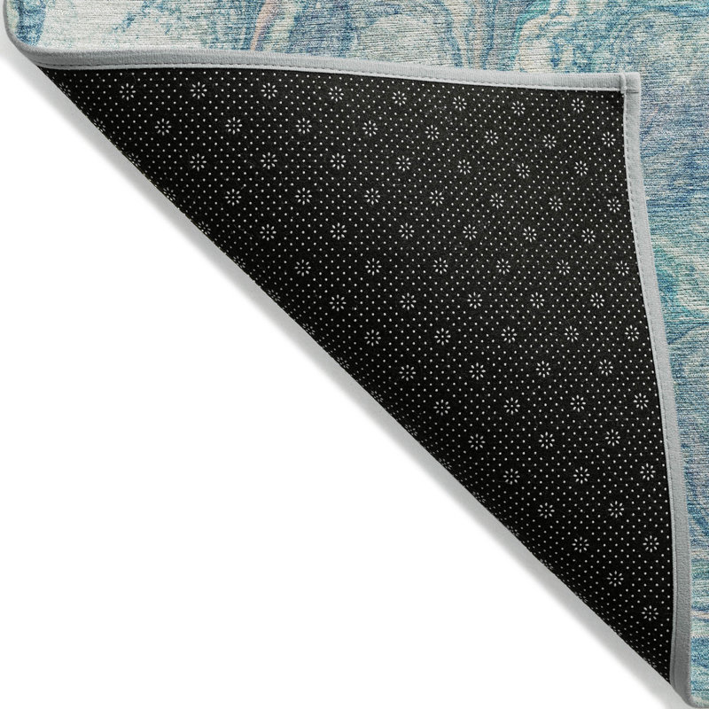 Machine Washable Indoor/Outdoor Xhevrie Teal Rug, Runner 2'3" x 7'6"