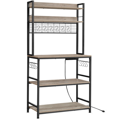 66.9''H 5-Tier Baker’s Rack with Power Outlet & Adjustable Shelf