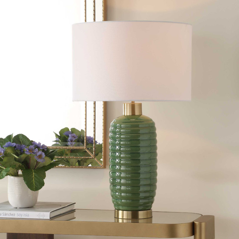 Textured Ribbed Ceramic Table Lamp