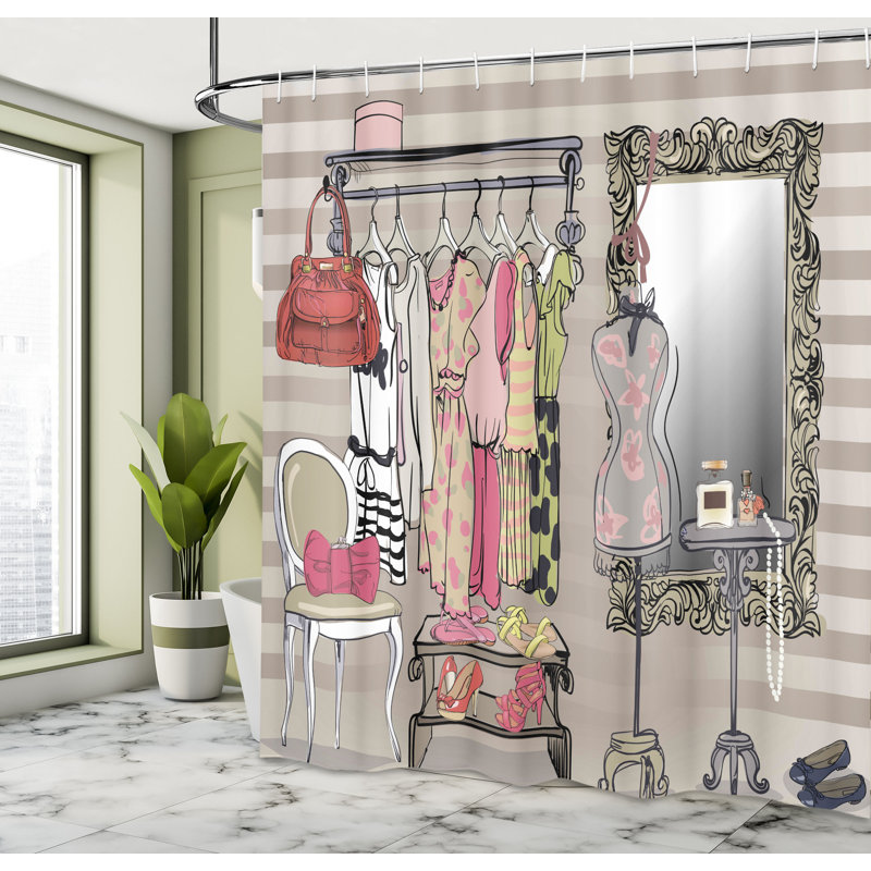 Shower Curtain with Hooks Included, 75"H x 69"W