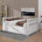 Full-Size Wooden Captain's Daybed With  Pull-Out Bed And 3 Built-In Storage Drawers-1210801410