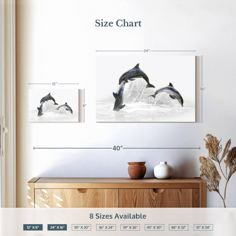 Three Dolphins, 16" H x 24" W