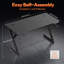 Y-Shaped Gaming Desk with Carbon Fiber Surface, Ergonomic Curved Computer Desk with Cup Holder, Headphone Hook and Cable Grommets, Black-1790454209