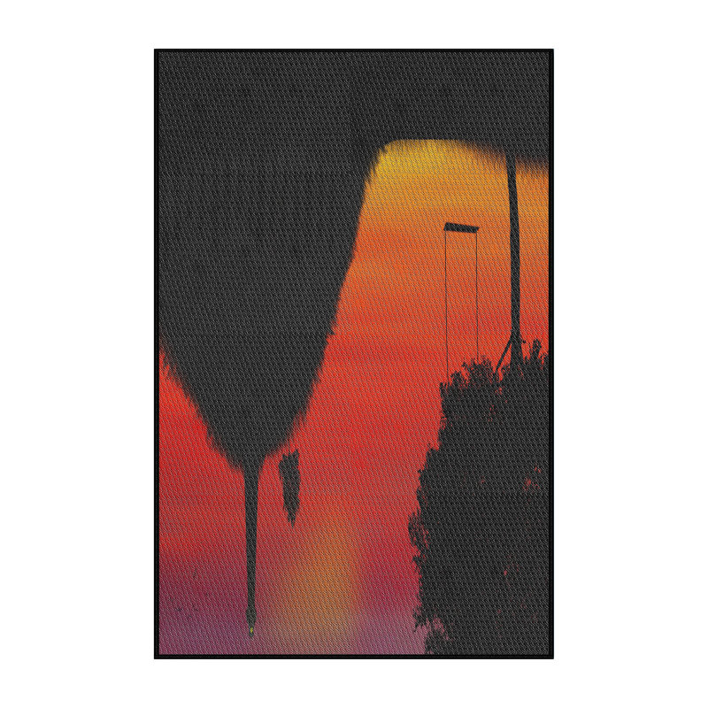 Tapis noir/rouge/orange tissé à la machine, Rectangle 5 pi x 8 pi