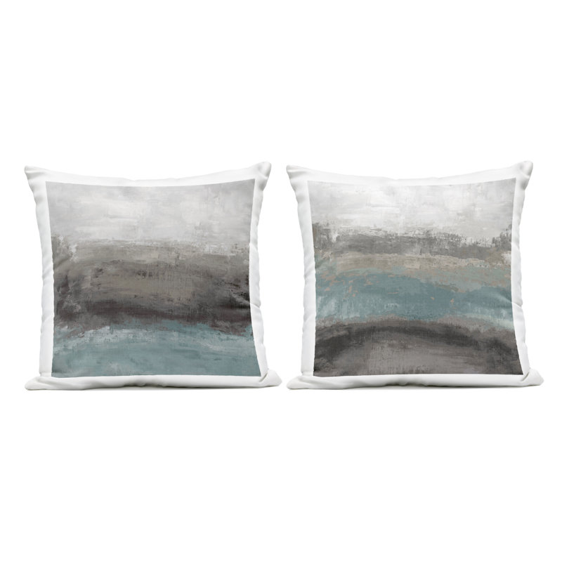 Ensemble de coussins décoratifs d'extérieur 2 pièces Dark Earth & Sea par Hannah Dawson