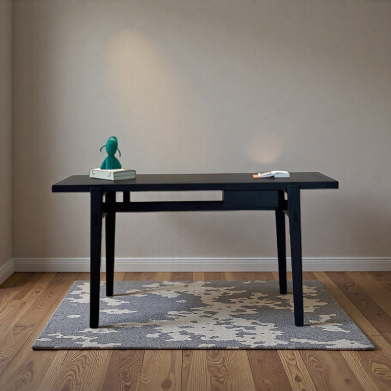 Black Ash Wood Rectangular Writing Desk, 29.52" H x 51.18" W x 25.59" D