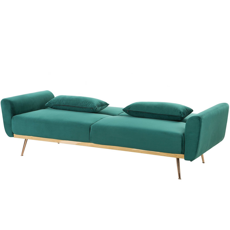 Trenton 3 Seater Velvet Sofa Bed, Green