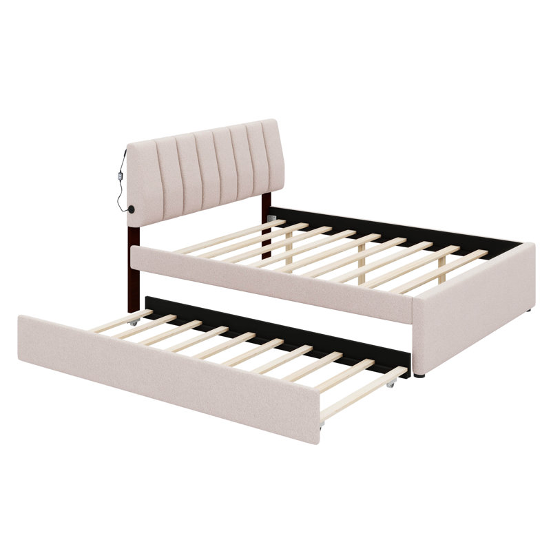 Pavelle Upholstered Platform Bed, Beige