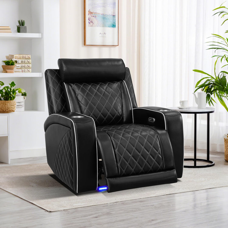 Fauteuil inclinable en cuir noir respirant
