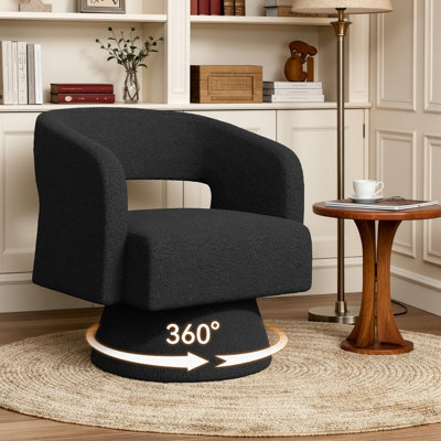 Fauteuil d'appoint pivotant en tonneau, fauteuil rembourré Teddy & Chenille avec base pivotante à 360 ° pleine perle, mobilier d'appoint moderne pour salon, chambre à coucher et meuble-lavabo
