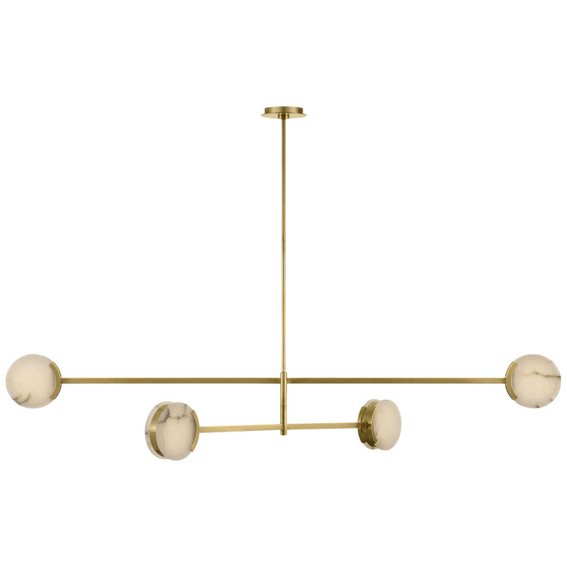 Kelly Wearstler Melange 72" Multi-Positional Chandelier with Alabaster, Antique-Burnished Brass