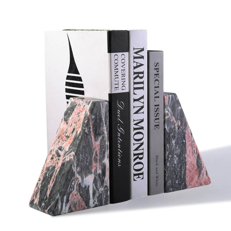 Serre-livres en marbre naturel, ensemble de 2, Calacatta oriental, Noir