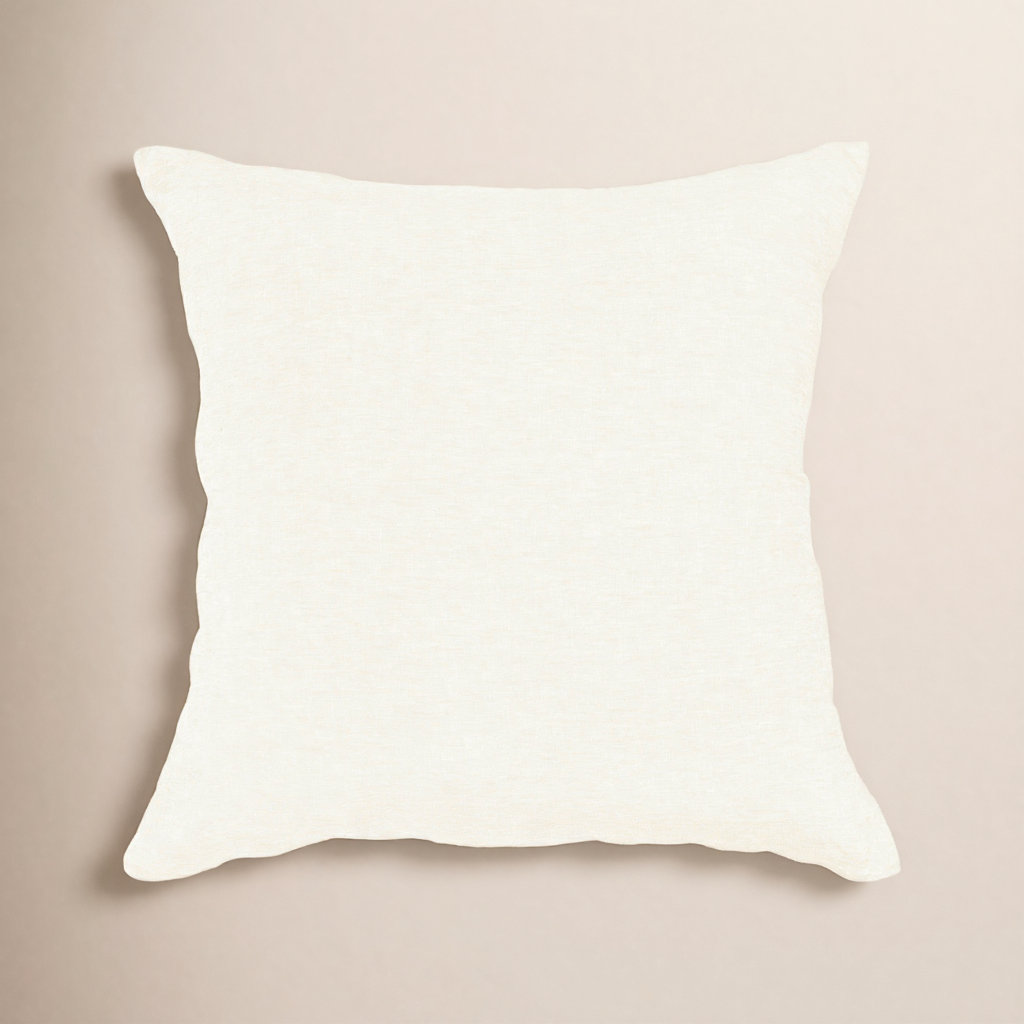 Linen Pillow Cover, Cream, Square 26", Down Alternative