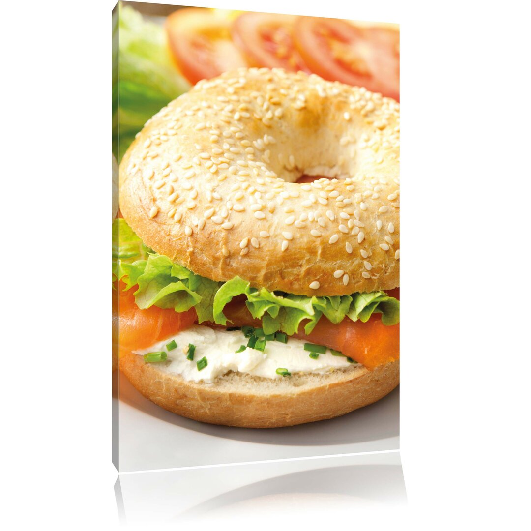 Leinwandbild Frischer Lachs Bagel