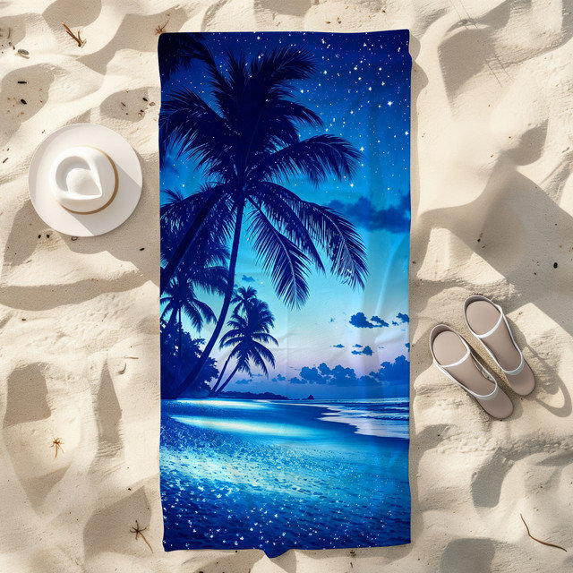  Serviette de plage légère en microfibre, absorbante et sans décoloration, 30 po x 60 po, nuit étoilée