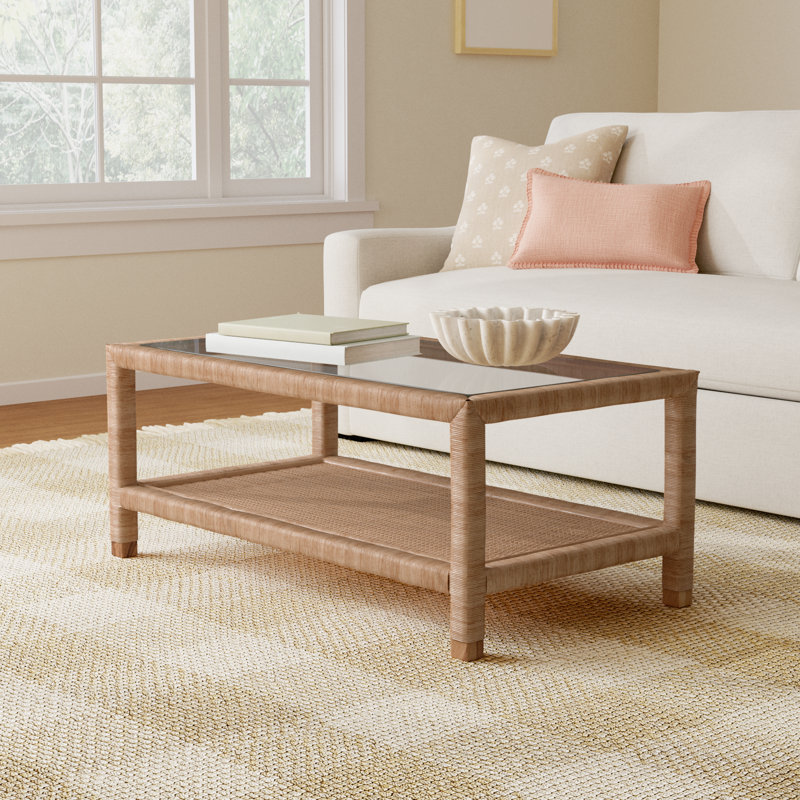 Graham Glass Top Coffee Table, Honey