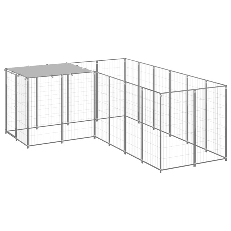 Pittman 43.31cm H Metal Yard Kennel With Door, Silver