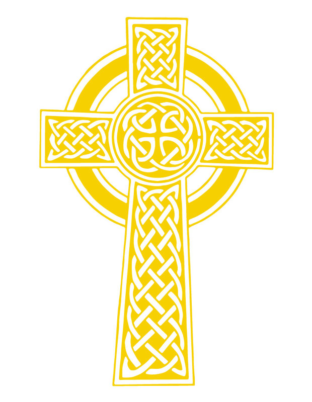 Décalcomanie murale croisée nœud celtique, Jaune clair, H 35 po x l 22 po x P 0,01 po