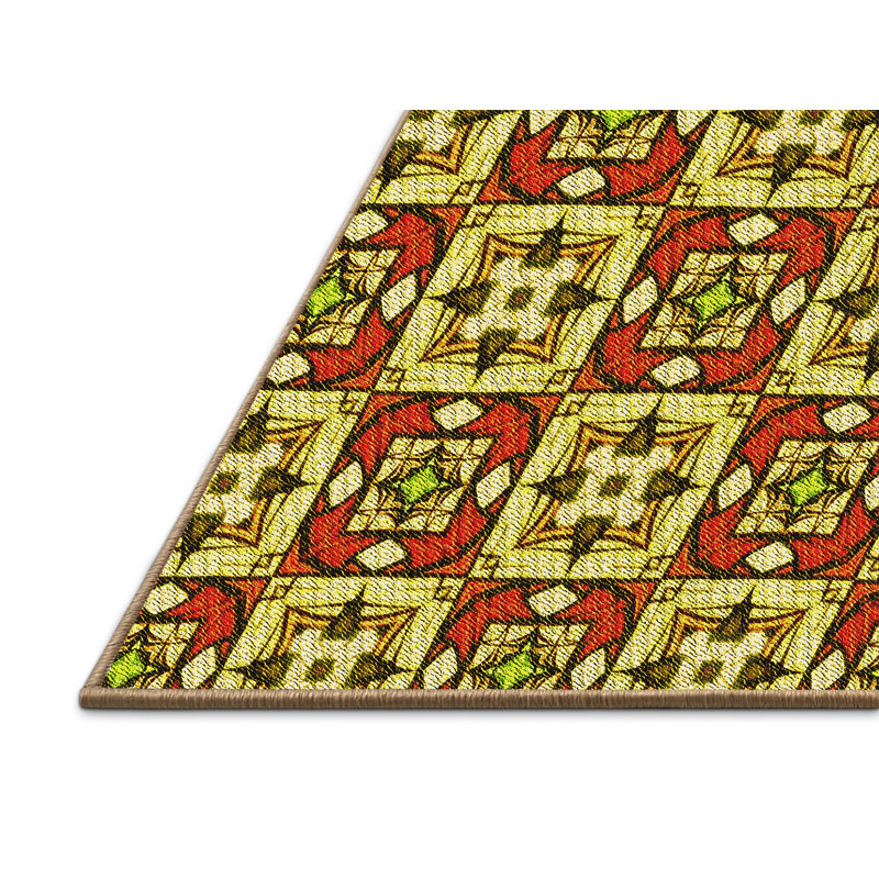 Tapis jaune en laine géométrique, Rectangle 8 pi x 12 pi