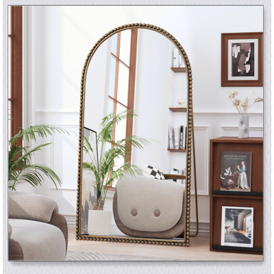 Iron Arch Retro Full Length Mirror With Supporting Feet, For Living Room, Bedroom (Gold)