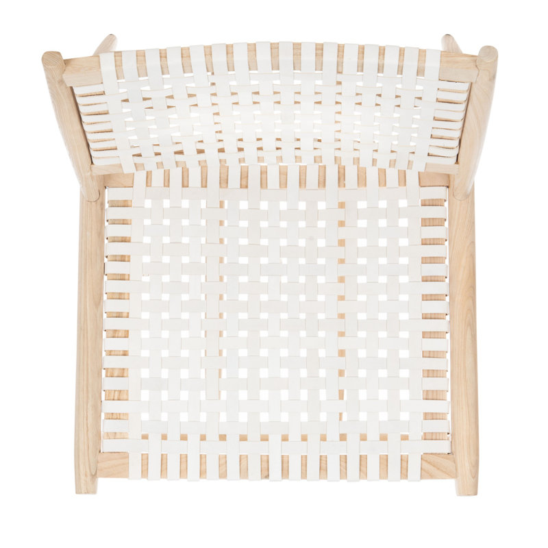 Chaise d'appoint en cuir Laylon, Naturel, Cuir véritable blanc