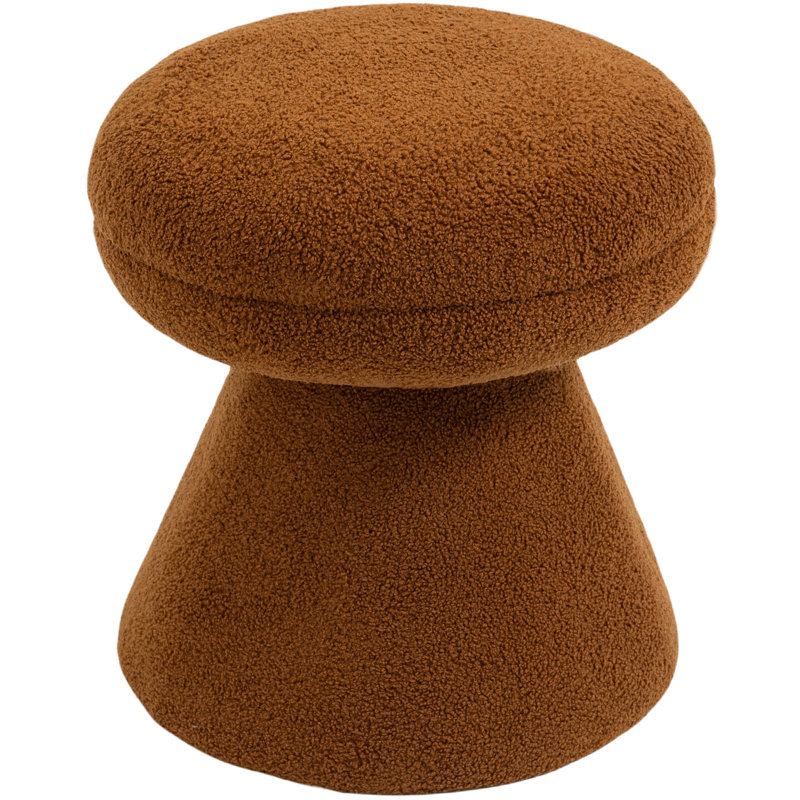 Hynda 18" Ottoman, Saddle Faux Shearling Teddy Fabric