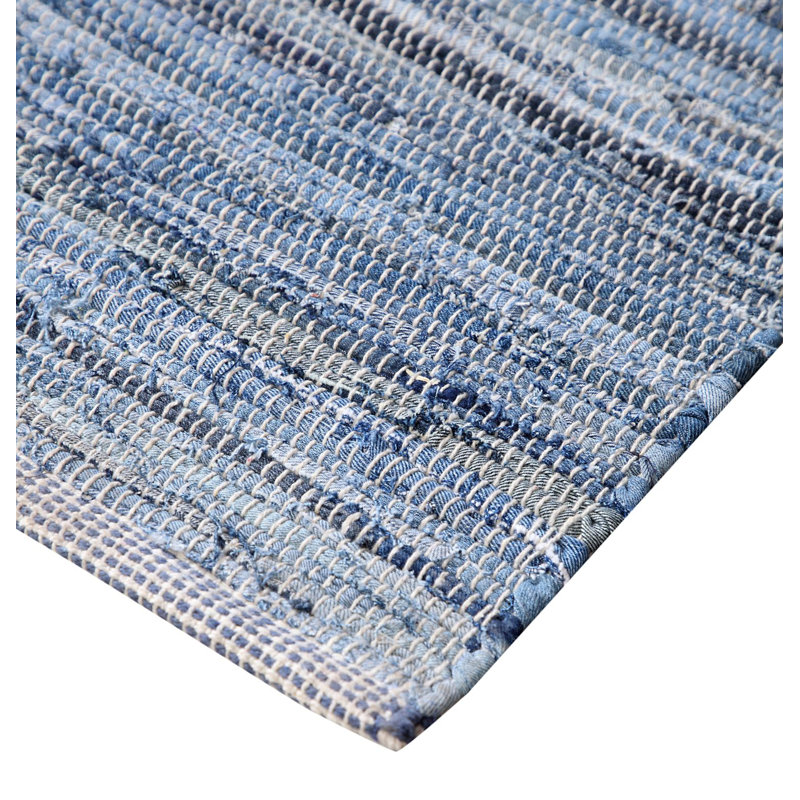 Jakes Striped Cotton Hand Woven Area Rug, Rectangle 90 x 150cm