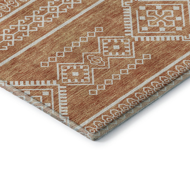 Tapis en cuivre Prisco lavable à la machine de qualité supérieure, Rond 8 pi