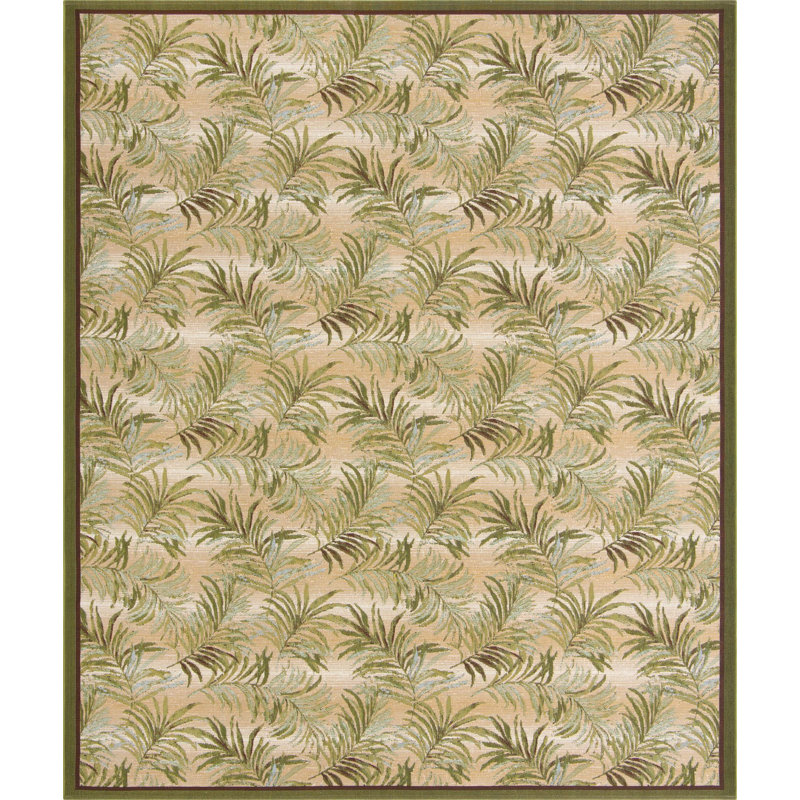 Green Keukenhof Indoor/Outdoor Botanical Rug, Rectangle 10' x 12'