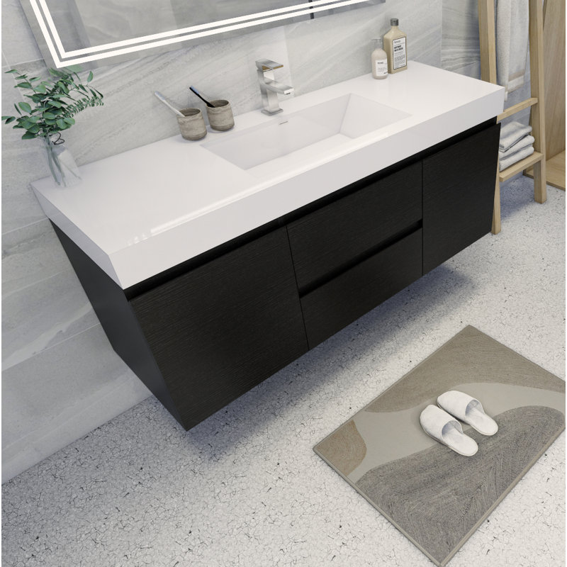 Ensemble de meuble-lavabo simple 60 po Carny, Noir riche