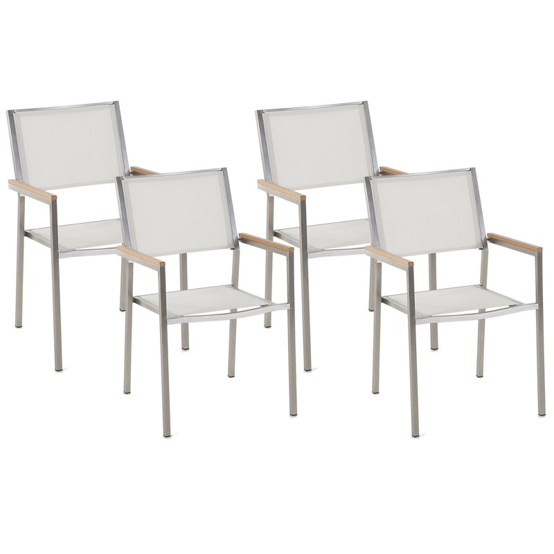 Faggion Stacking Patio Dining Armchair with Cushion, White