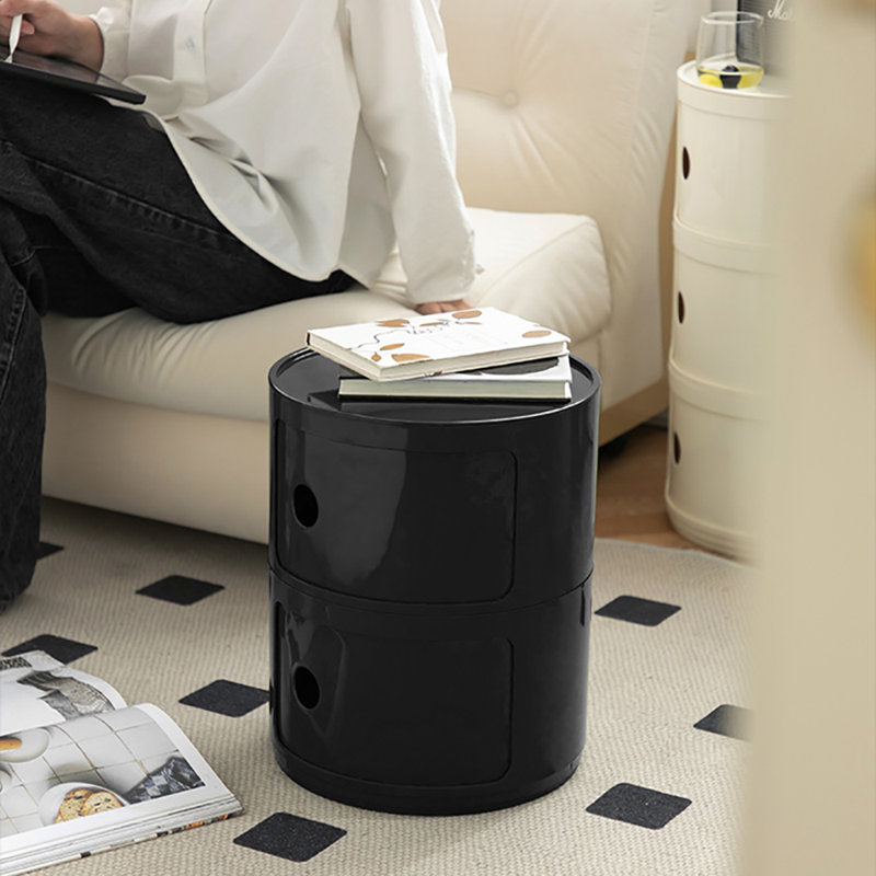 Izzack Tray Top Drum End Table, Black