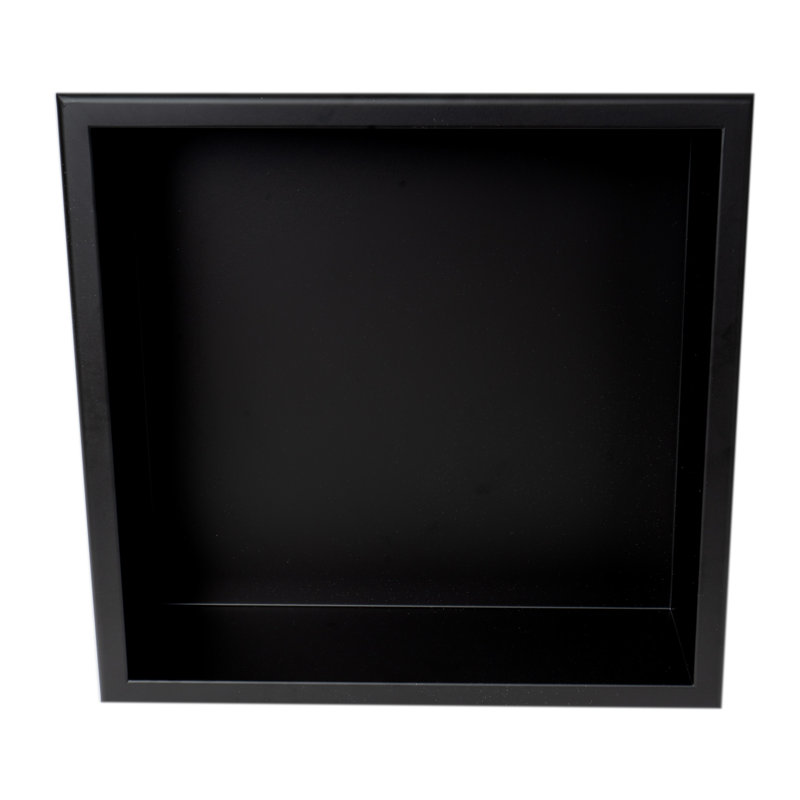 Tablette de douche adhésive en acier inoxydable, H 16 po x l 16 po x P 4 po, Noir