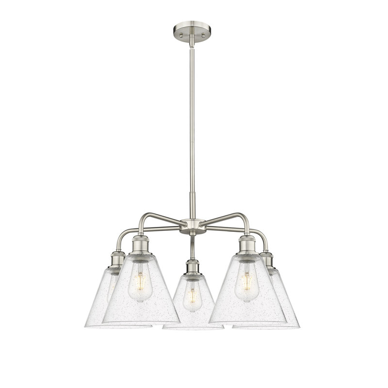 Lustre conique à 5 lumières Mallery, Nickel satiné