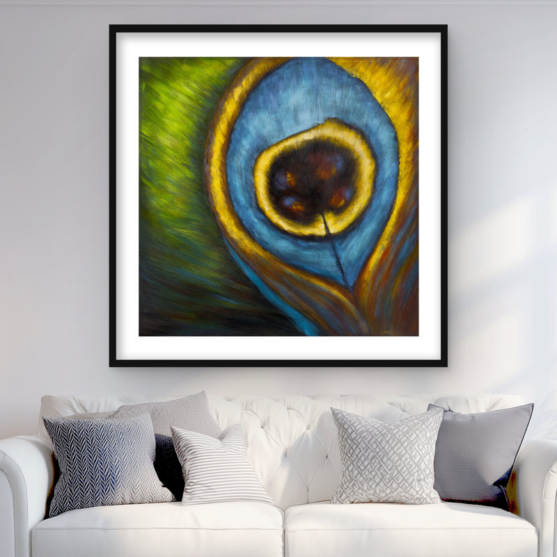 Peacock Feather Closeup | Exotic Framed Matted Print Decor
